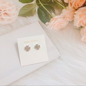 Tory Burch KIRA PAVÉ STUD EARRING Silver/Crystal